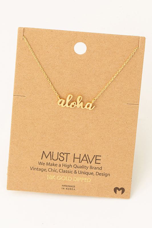 Handwritten Aloha Print Charm Necklace