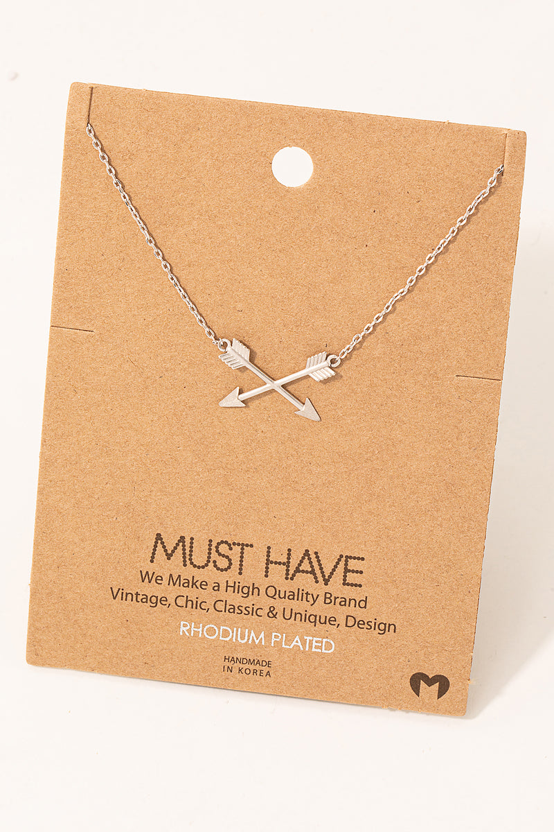 Crossed Arrows Pendant Necklace