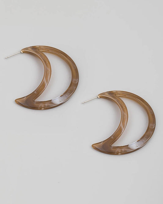 Acetate Crescent Moon Cutout Earrings