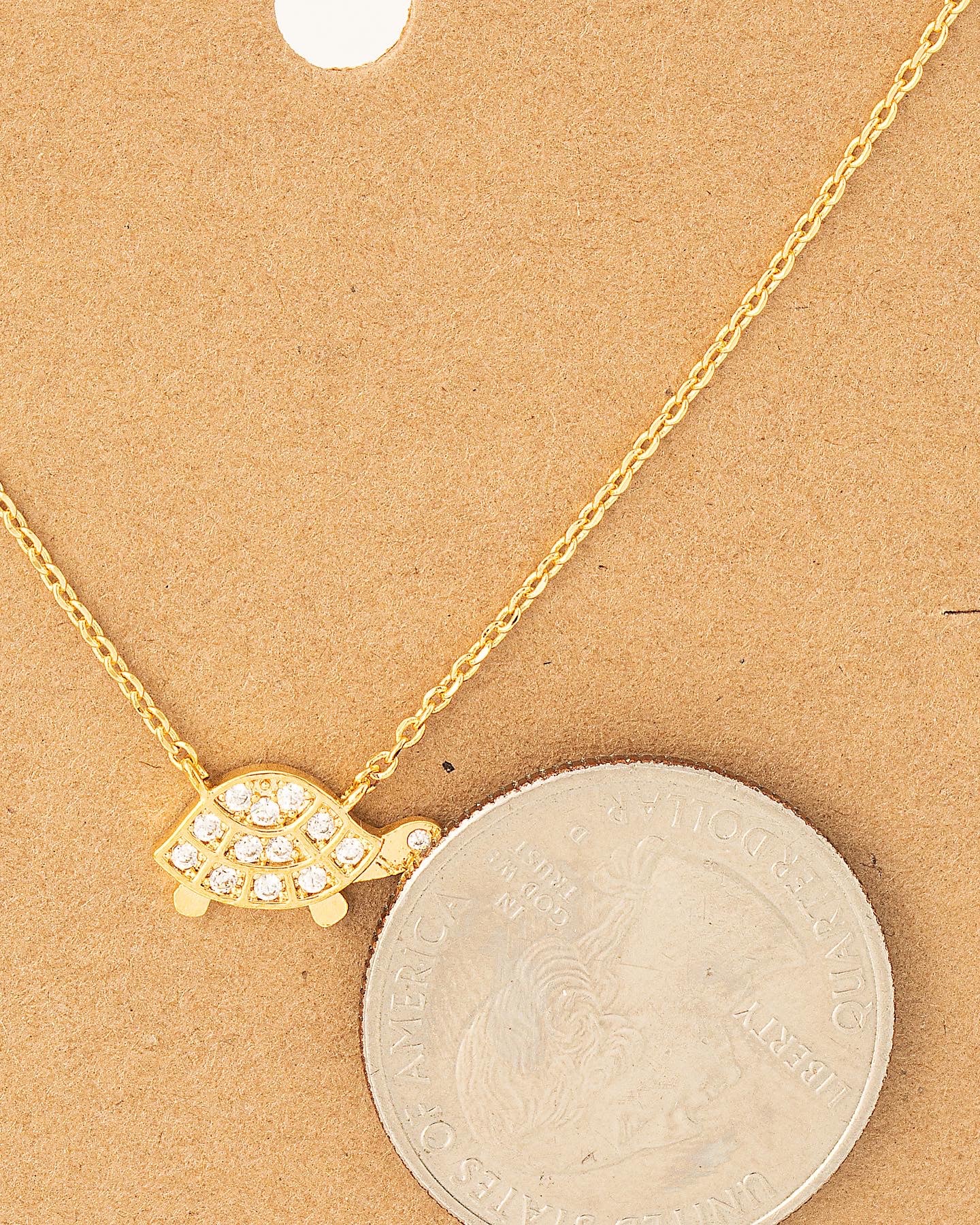 Pave Turtle Pendant Necklace