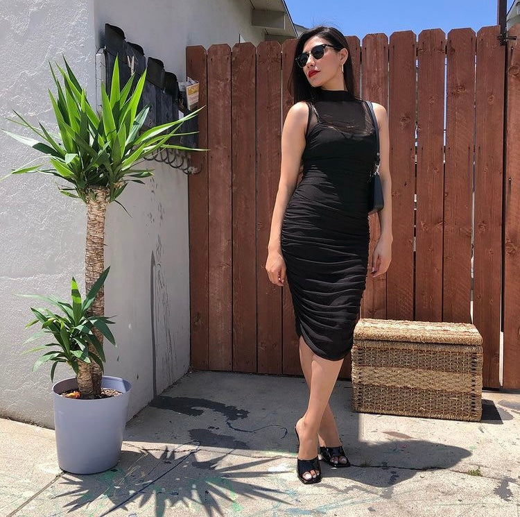 Black Midi Mesh Dress