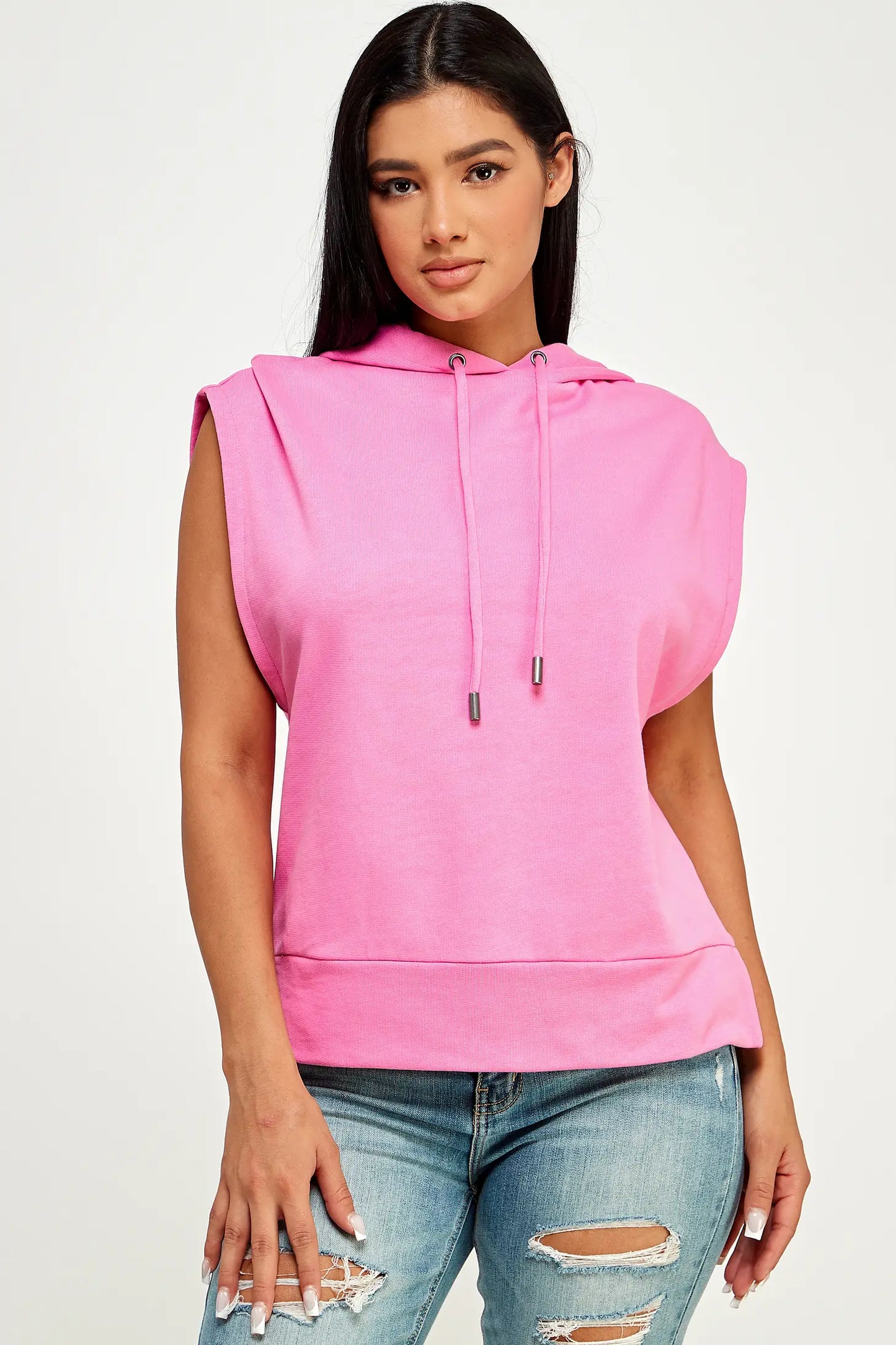 Sleeveless Hoodie Pink