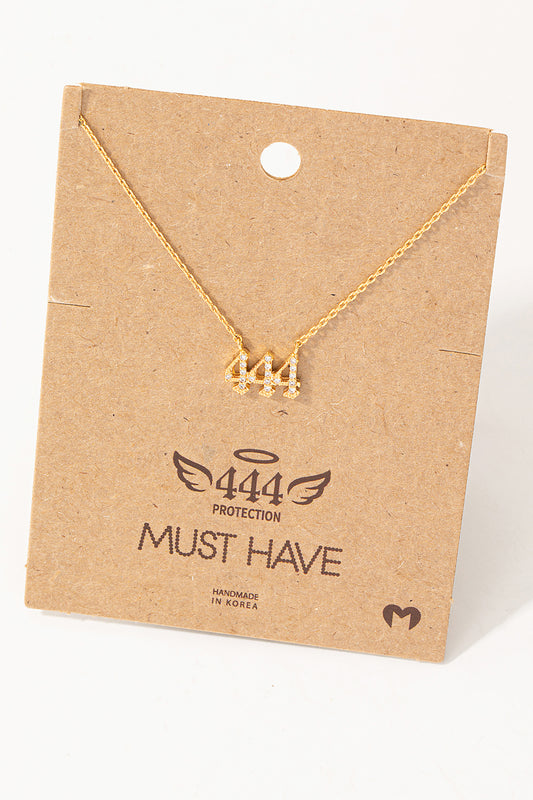 Pave 444 Angel Number Pendant Necklace