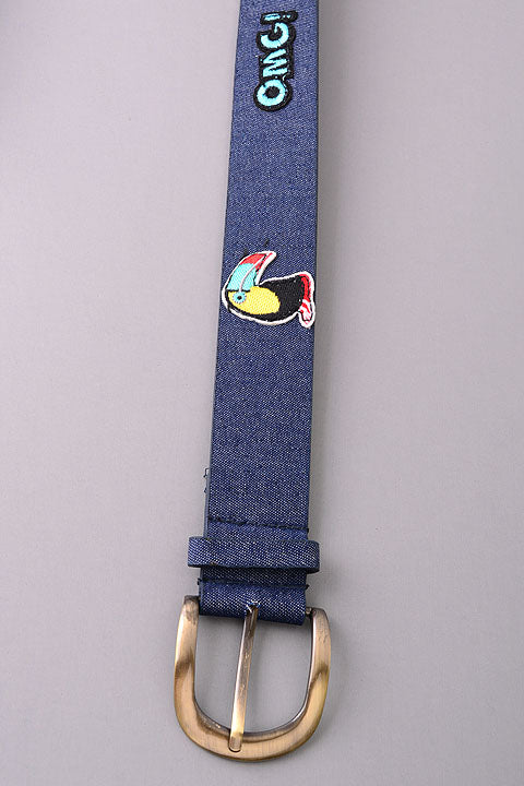 Denim Thick Belt With Small Patches