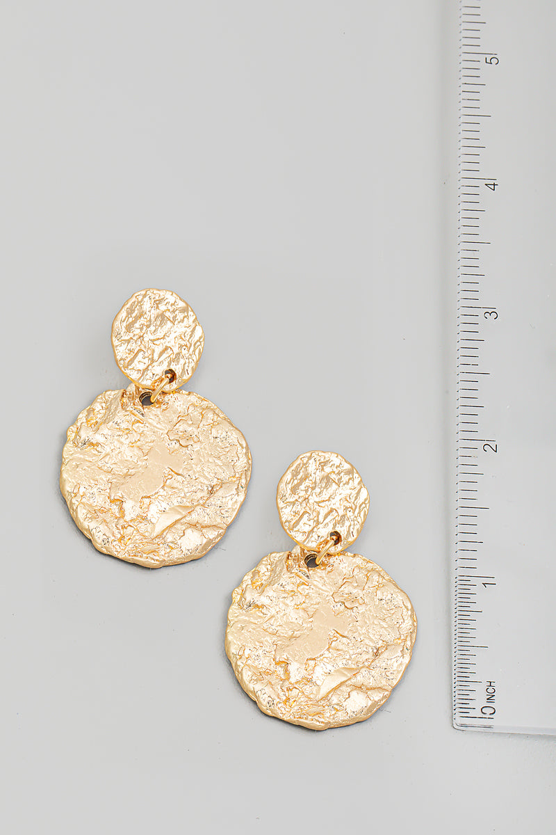 Metallic Disc Drop Earrings