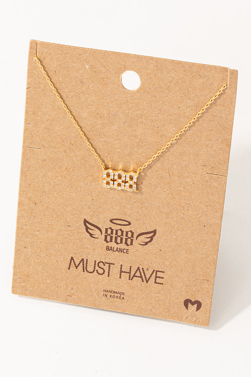 Pave 888 Angel Number Pendant Necklace