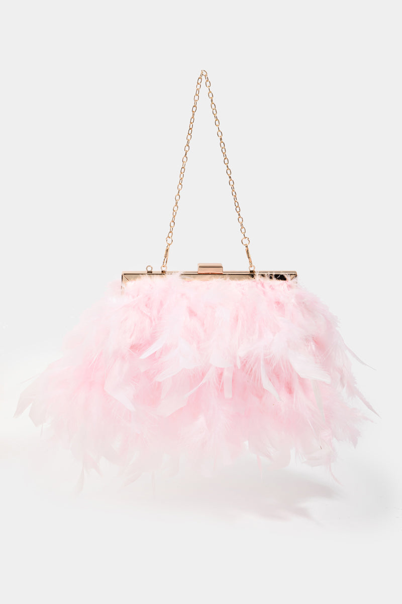 Feathered Chain Strap Hand Bag