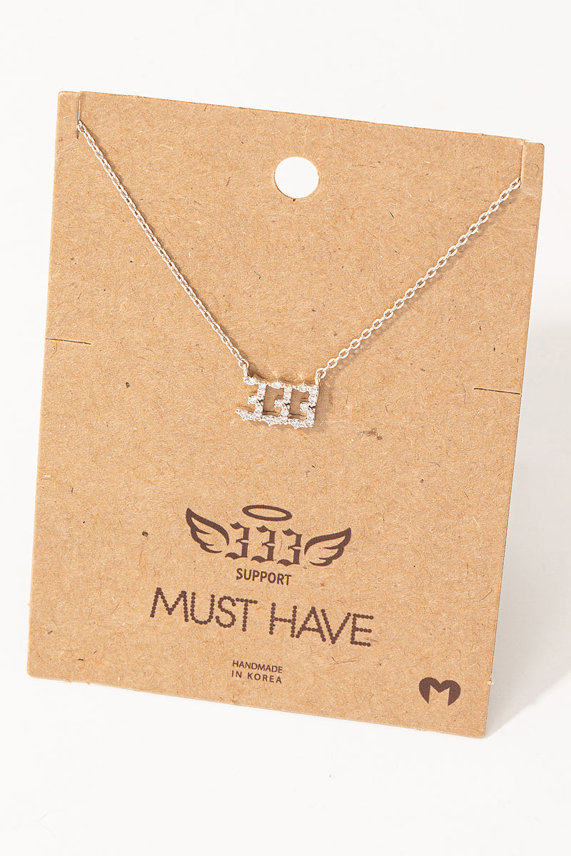 Pave 333 Angel Number Pendant Necklace