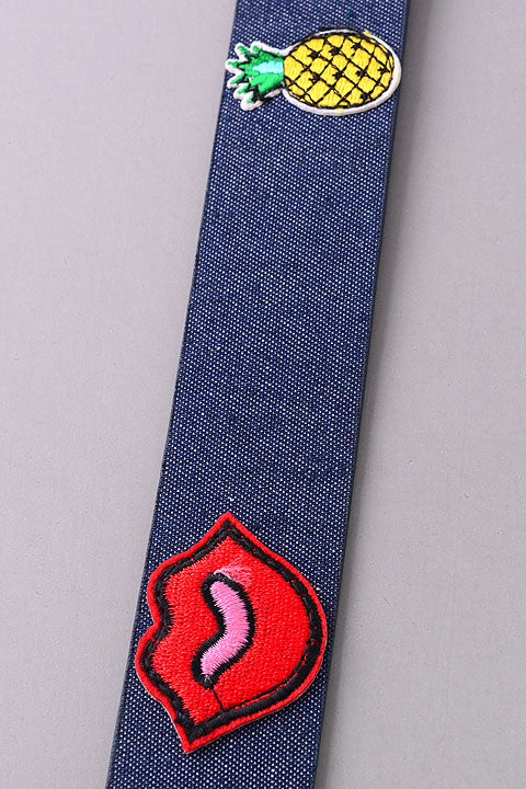 Denim Thick Belt With Small Patches