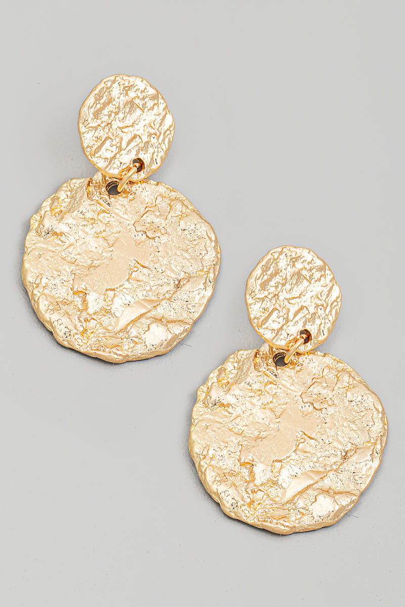 Metallic Disc Drop Earrings