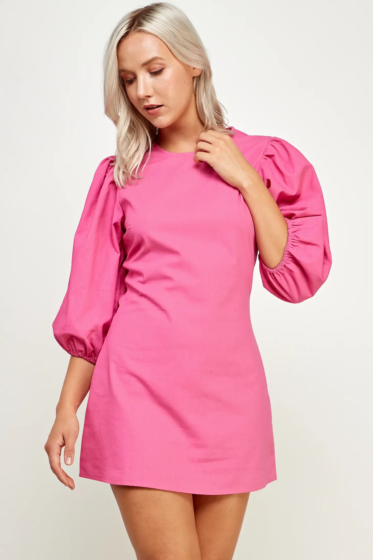 Puff Sleeves Mini Pink