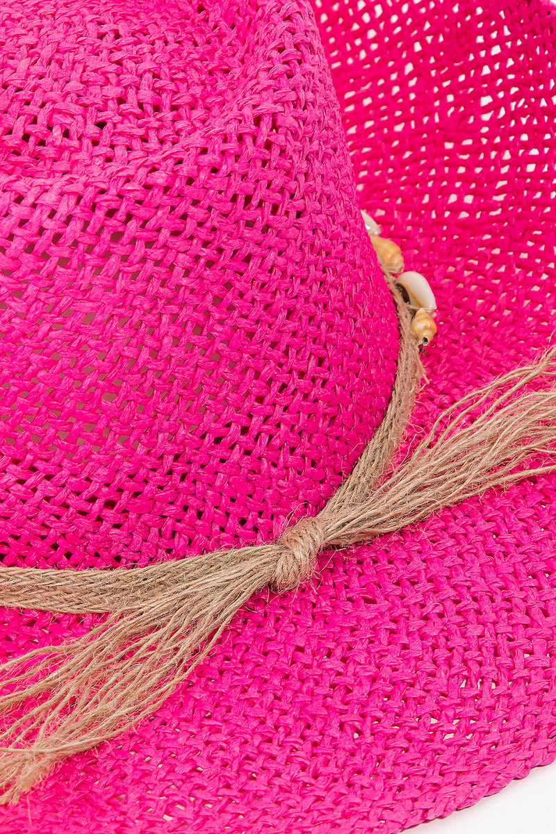 Straw Weave Cowrie Shell Rope Cowboy Hat