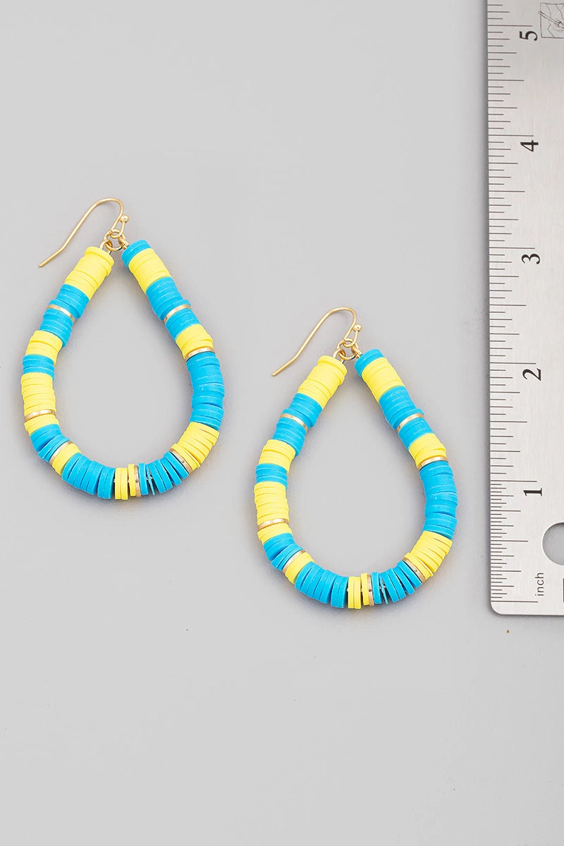 Flat Disc Bead Teardrop Earrings