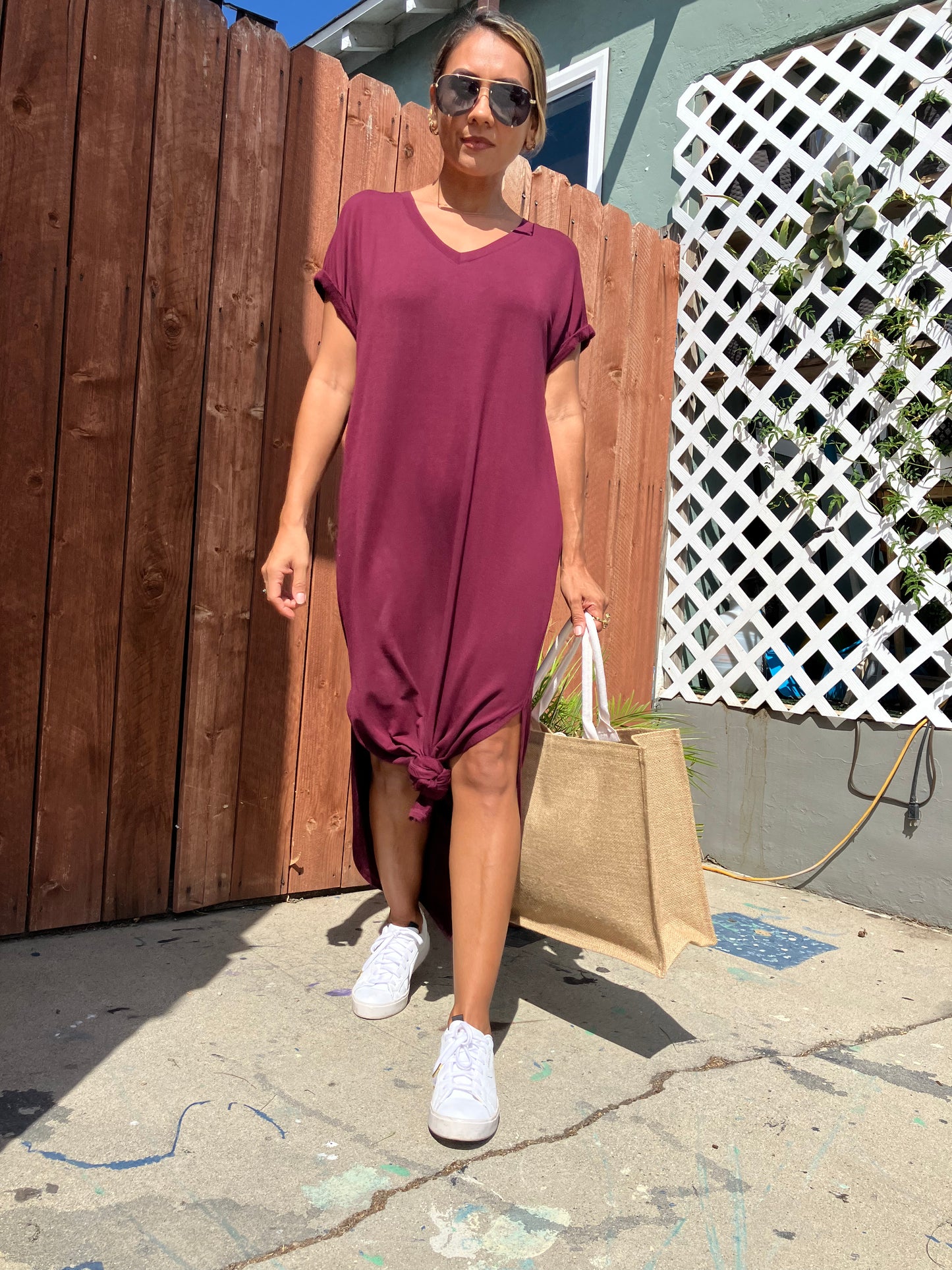 Long Basic V-dress