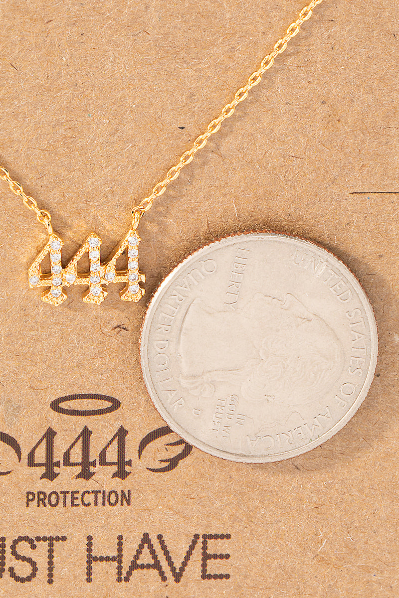 Pave 444 Angel Number Pendant Necklace