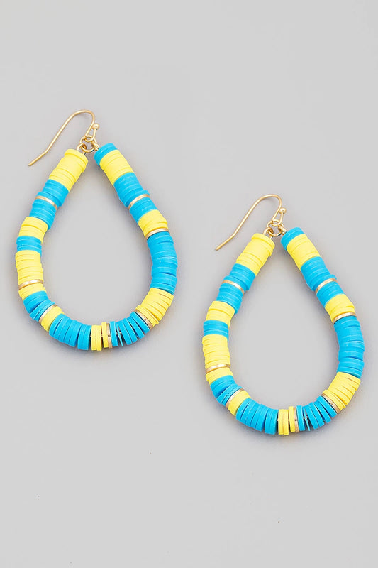 Flat Disc Bead Teardrop Earrings