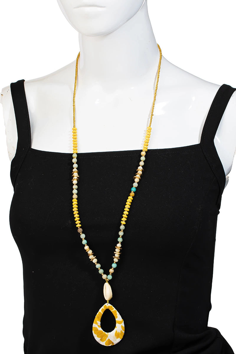 Beaded Chain Teardrop Pendant Necklace