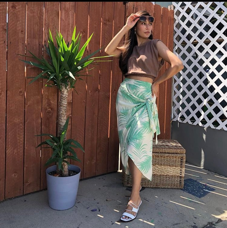 Palm Trees Midi Skirt