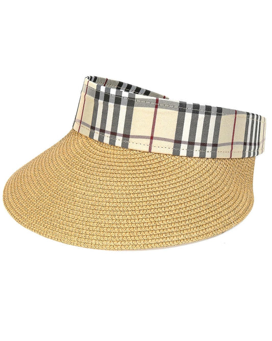 Straw Plaid Print Fashion Visor