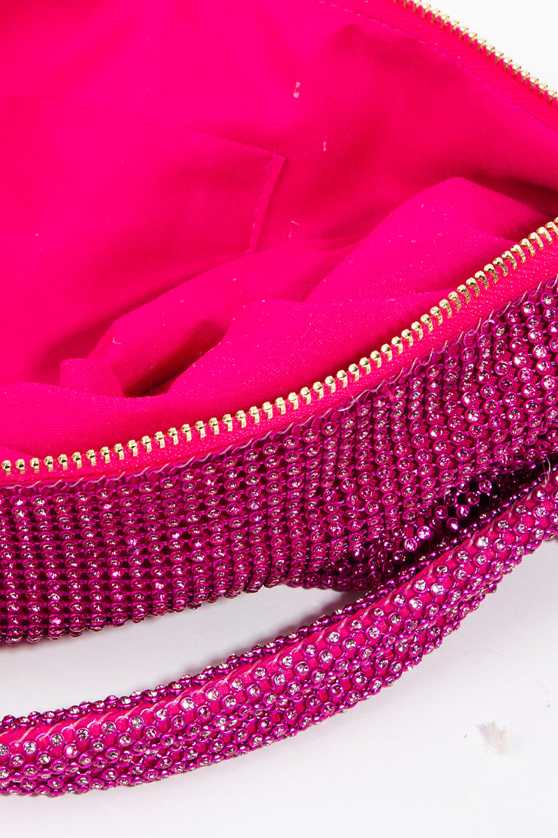 Rhinestone Mesh Rope Handle Hand Bag